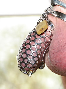 Chastity Cage And Preparation For Karine's Cuckold