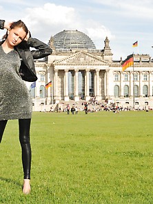 Watch This Bombshell Strip In Front Of The Reichstag!