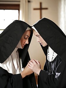 Blonde Lesbian Nun Realizes That She Is Very Sinful And Asks For