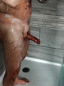Hubby In The New Shower