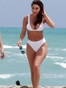 Chantel Jeffries Cameltoe In While Bikini On The Beach