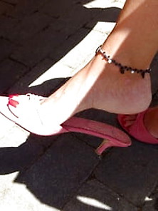 Horny Pink Mules In The Garden On The Couch