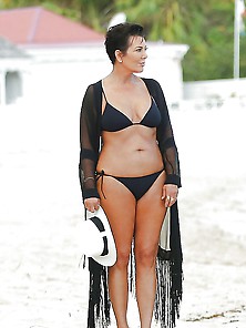 Kris Jenner In Black Bikini