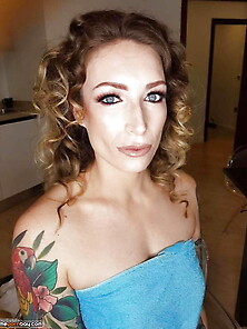Tattoed Amateur Brunette Looks Very Sexy