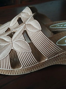 Asian Milf - Rubber Wedges Sandals For Sale (Foot Fetish)