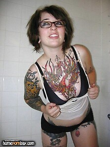Punk Girl With Multiple Tats Posing Naked