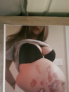 Cum Tribute On Very Big Pregnant Slut Belly