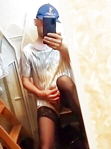 Vika In Stockings At Mirror