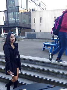 Chinese Student #2 (British Uni) Upskirt And Face