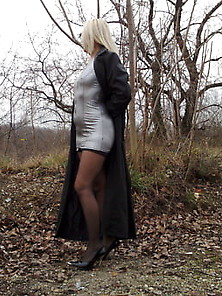Fetish Queen Silver Mini Dress Heels Shiny Thig High Boots