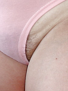 Hairy Cunt My Wife Is Visible From Under Pink Panties