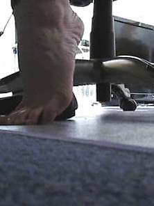 Hidden Cam Candid Home Office Shoeplay Wifes Moccasin Flats