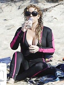 Curvy Mariah Carey Nipslip In A Wet Suit