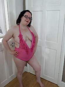 Hot Fat Bbw Wife Teasing With Big Breasts In Pink