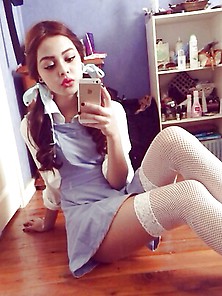 Girls In White Stocking And Knee Socks Iv