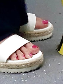 Candid Feet Of Fat Blonde Granny