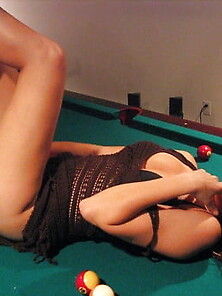 Claire On A Pool Table