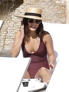 Vanessa Hudgens Wearing A Swimsuit By The Pool In Miami