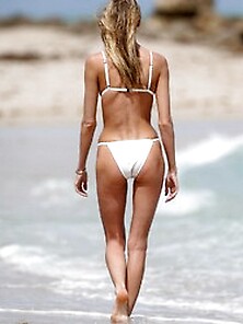 Martha Hunt Wearing A White Bikini On Miami Beach