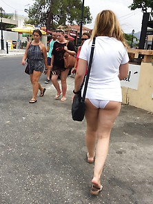 Only In Panties And Short T-Shirt In Public