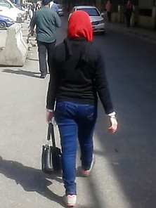 Arab Egyptian Hijab Muslim Lady Cute Ass In Jeans Hot 165