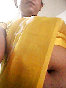 Office Saree Navel Show Of My Wife