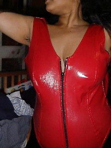 Wife In Red Pvc - Exposed