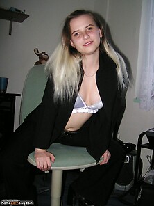 Blonde Amateur Wife Posing At Home 10