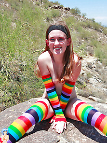 Young Rainbow Raver Naked In The Desert
