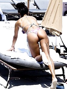 Karrueche Tran Thong Bikini On The Beach In Miami
