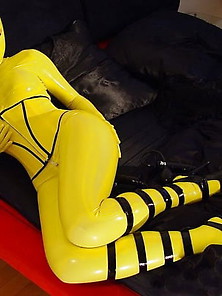 Yellow And Orange Latex Rubberdoll 1 - By Redbull18